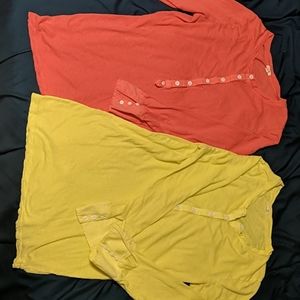 2 JCrew linen-cotton blend henley shirts 3/4 sleev